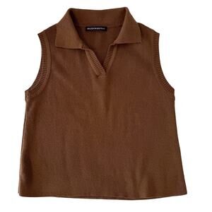 Brandy Melville Knit Brown Polo Top Sleeveless - One Size